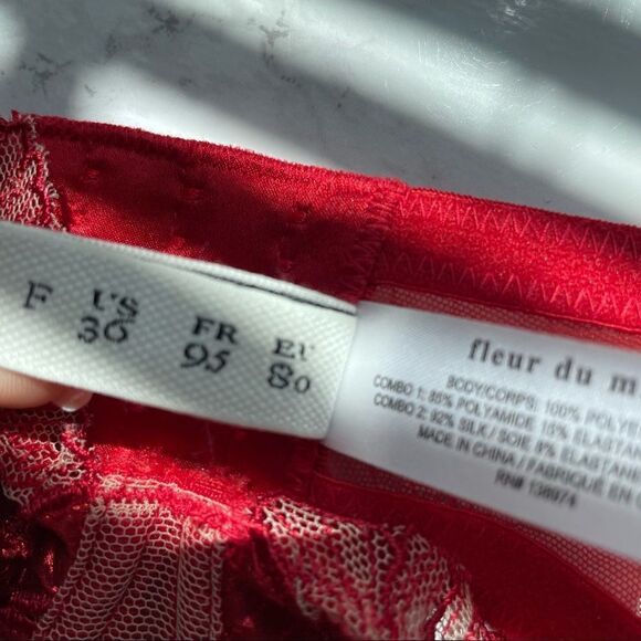 Fleur du Mal Red Floral Lace Bra - Picture 8 of 11